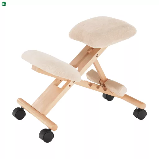Ergonomikus térdelőszék, krémszínű/bükkfa, GROCO