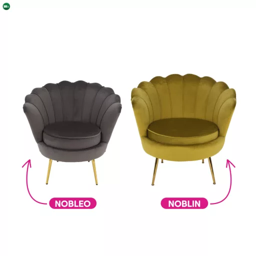 Fotel Art-deco stílusban, mustár színű Velvet anyag/gold chróm-arany, NOBLIN