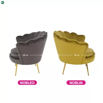   Fotel Art-deco stílusban, mustár színű Velvet anyag/gold chróm-arany, NOBLIN