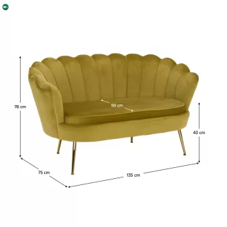   Pad Art-deco stílusban, mustár színűVelvet anyag/gold chróm-arany, NOBLIN