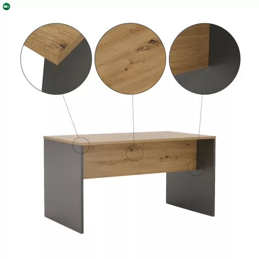 Íróasztal, grafit/tölgyfa artisan, RIOMA NEW TYP 11