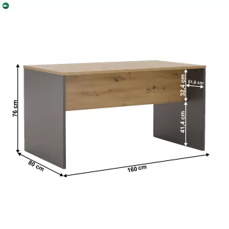 Íróasztal, grafit/tölgyfa artisan, RIOMA NEW TYP 16