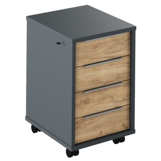   Irodai konténer zárral, grafit/tölgyfa artisan, RIOMA NEW TYP 30