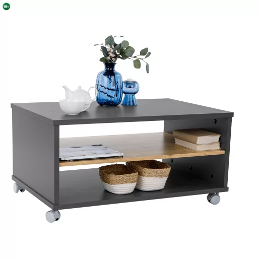 Dohányzóasztal, grafit/tölgyfa artisan, RIOMA NEW TYP 32