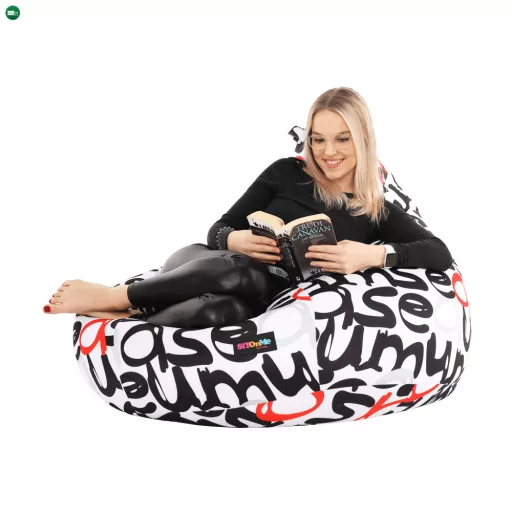 Babzsák, fehér/fekete/szürke/piros minta, ELION