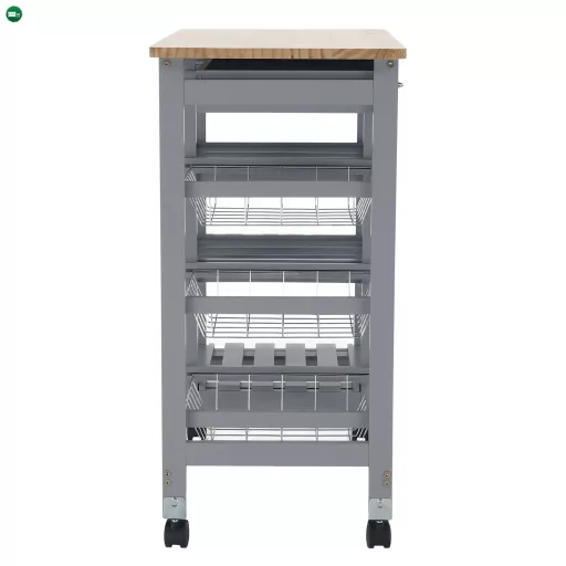 Tálalókocsi, szürke/természetes, BARABE