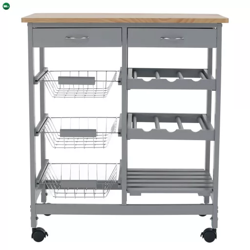 Tálalókocsi, szürke/természetes, BARABE