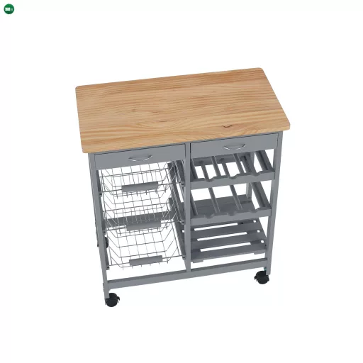 Tálalókocsi, szürke/természetes, BARABE