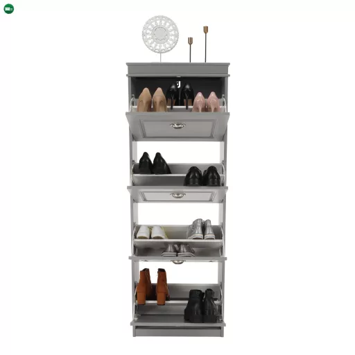 Cipőpolc, 4-soros, szürke, SEBER TYP 3