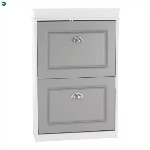 Cipőtartó, 2 soros, fehér/szürke, SEBER TYP 1