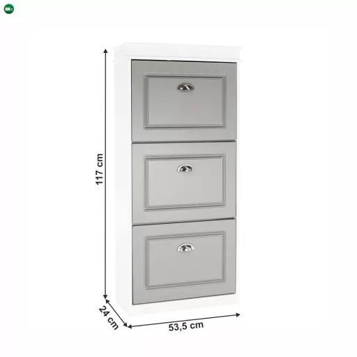 Cipőpolc, 3-soros, szürke/fehér , SEBER TYP 2