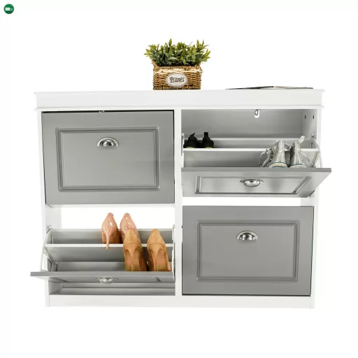 Cipőpolc, 2-soros, szürke/fehér, SEBER TYP 5