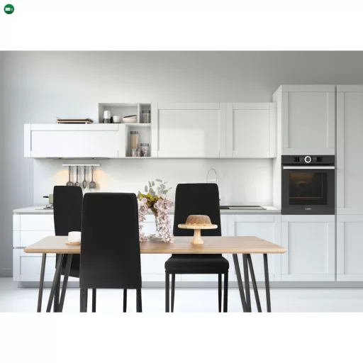 Étkezőasztal, tölgy/fekete, 150x80 cm, FRIADO