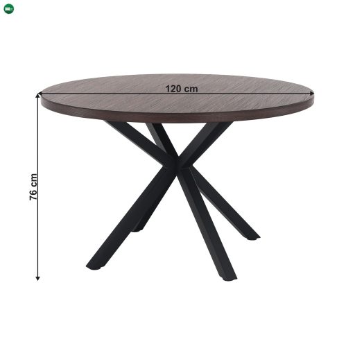 Étkezőasztal, sötét tölgy/fekete, átmérő 120 cm, MEDOR