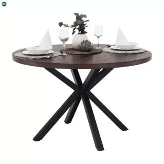   Étkezőasztal, sötét tölgy/fekete, átmérő 120 cm, MEDOR