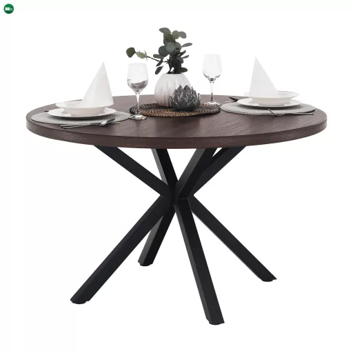 Étkezőasztal, sötét tölgy/fekete, átmérő 120 cm, MEDOR