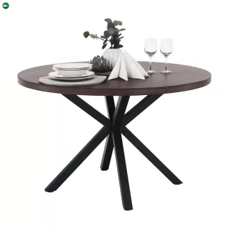   Étkezőasztal, sötét tölgy/fekete, átmérő 120 cm, MEDOR