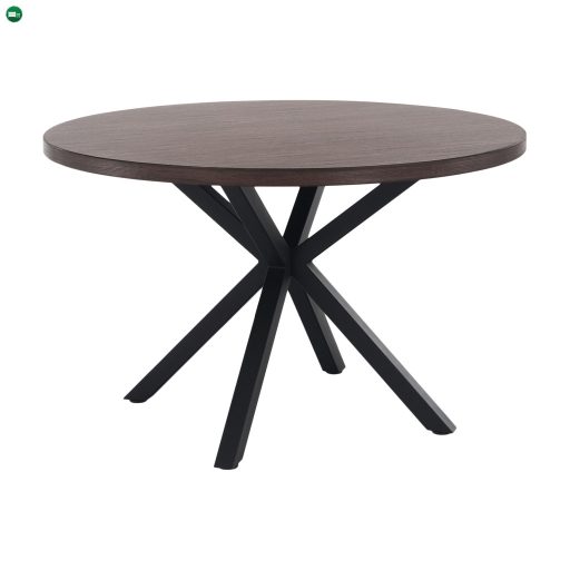 Étkezőasztal, sötét tölgy/fekete, átmérő 120 cm, MEDOR