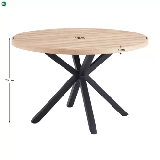   Étkezőasztal, sonoma tölgy/fekete, átmérő 120 cm, MEDOR