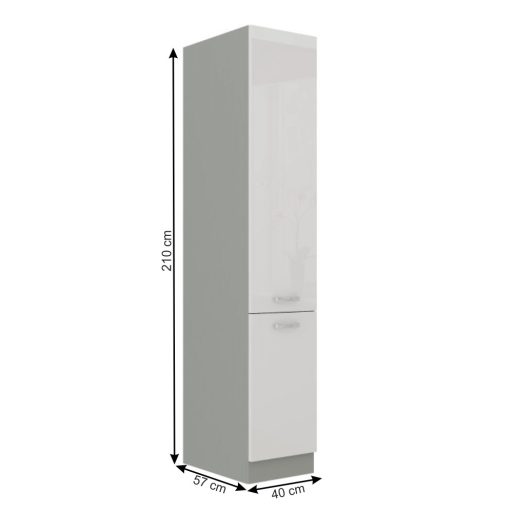 Magas élelmiszer szekrény, fehér magasfényű, PRADO 40 DK-210 2F