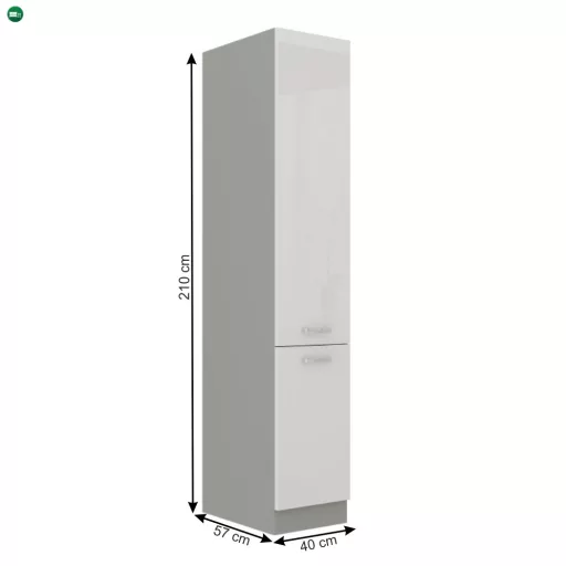 Magas élelmiszer szekrény, fehér magasfényű, PRADO 40 DK-210 2F