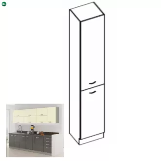   Magas kétajtós szekrény, szürke magasfényű/szürke, PRADO 40 DK-210