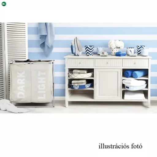 Szennyestartó kosár szövetből, szürke-bézs, LAUNDRY NEW TYP 1