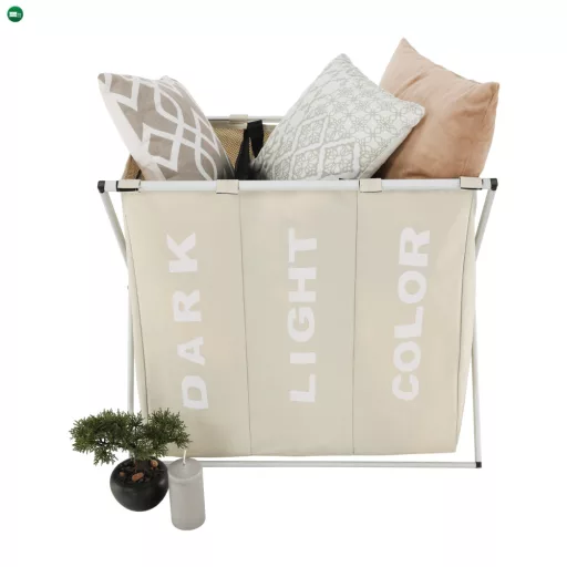 szövet szennyestartó kosár, szürke-bézs, LAUNDRY NEW TYP 3