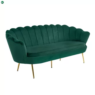   Luxus heverő, 3-as ülés, smaragd Velvet szövet/króm arany, Art-deco stílus, NOBLIN
