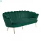 Luxus heverő, 3-as ülés, smaragd Velvet szövet/króm arany, Art-deco stílus, NOBLIN