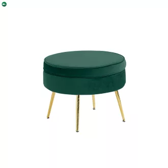   Luxus zsámoly/puff, smaragd Velvet szövet/króm arany, Art-deco, NOBLIN TYP 1