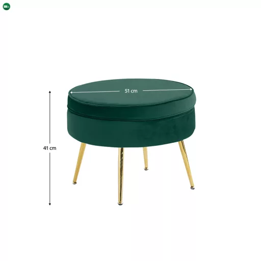 Luxus zsámoly/puff, smaragd Velvet szövet/króm arany, Art-deco, NOBLIN TYP 1