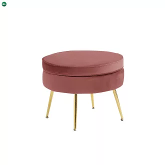   Luxus zsámoly/puff, rózsaszín Velvet szövet/króm arany, Art-deco, NOBLIN TYP 1