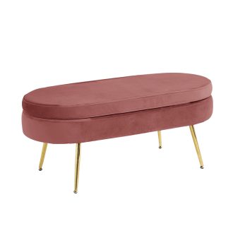   Luxus zsámoly/puff, rózsaszín Velvet szövet/króm arany, Art-deco, NOBLIN TABURET TYP 2
