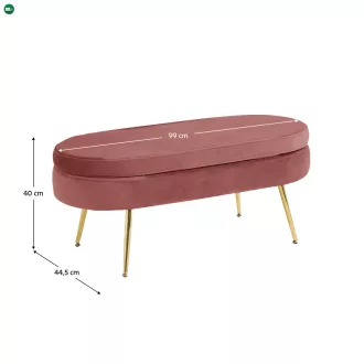   Luxus zsámoly/puff, rózsaszín Velvet szövet/króm arany, Art-deco, NOBLIN TABURET TYP 2