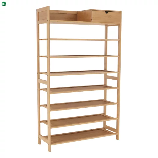 Cipőpolc, 7 soros, bambusz, KATLEY