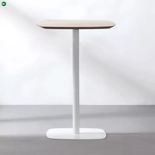 Bárasztal, tölgy/fehér, MDF/fém, átmérő 60 cm, HARLOV
