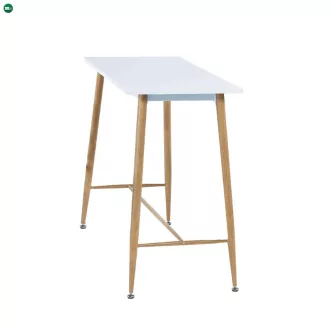 Bárasztal, fehér/bükk, MDF/fém, 110x50 cm, DORTON