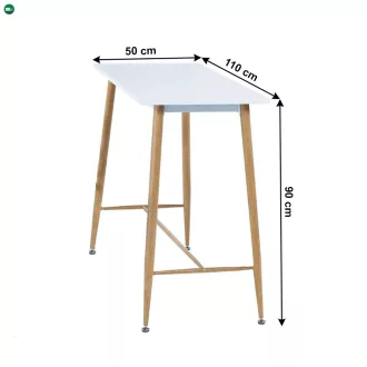 Bárasztal, fehér/bükk, MDF/fém, 110x50 cm, DORTON