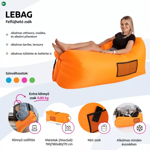 Felfújható babzsák/lazy bag, rózsaszín, LEBAG