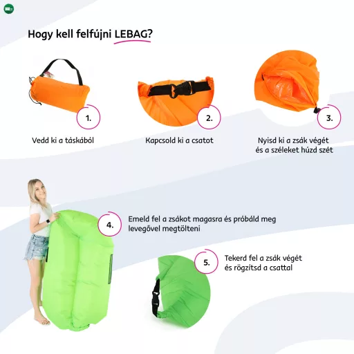 Felfújható babzsák/lazy bag, rózsaszín, LEBAG