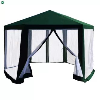   Kerti pavilon sátor, 3,9x2,5x3,9m, zöld/fehér, RINGE TYP 1+6 oldal