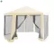 Kerti pavilon sátor, 3,9x2,5x3,9m, bézs/fekete, RINGE TYP 2+6 oldal