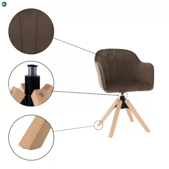   Forgószék, Velvet szövet, szürkésbarna taupe/bükk, DALIO