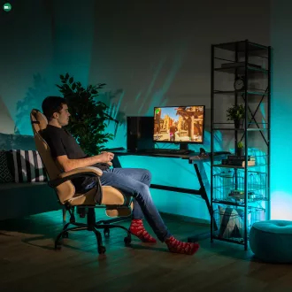 Irodai/gamer fotel, fekete/fehér/bézs, OZGE 2 NEW