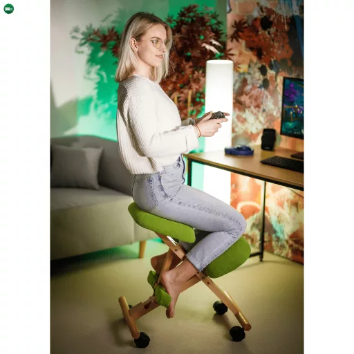 Ergonomikus térdelőszék, rzöld/bükkfa, GROCO