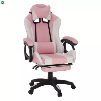   Irodai/gamer szék RGB LED világítással, rózsaszín/fehér, JOVELA