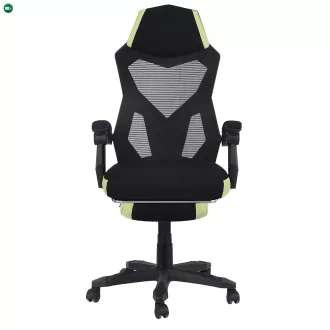 Irodai/gamer szék, fekete/zöld, teherbírás 150 kg, JORIK