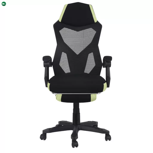 Irodai/gamer szék, fekete/zöld, teherbírás 150 kg, JORIK