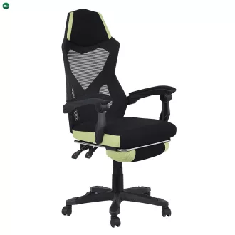 Irodai/gamer szék, fekete/zöld, teherbírás 150 kg, JORIK